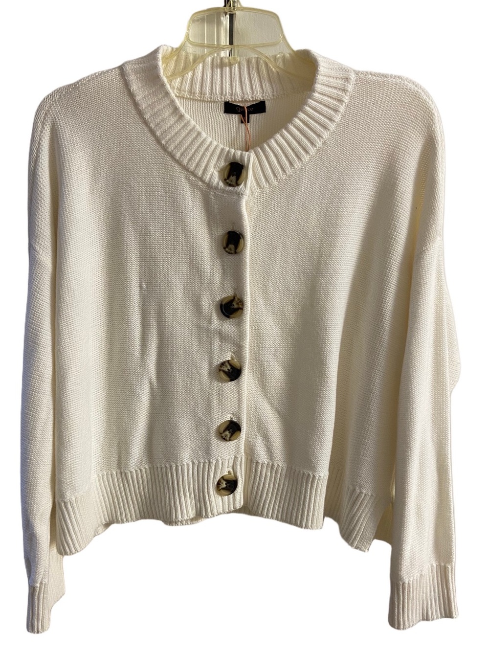 Quince Cream Off White Chunky Knit Button Down Boxy Cardigan Sweater Crewneck M